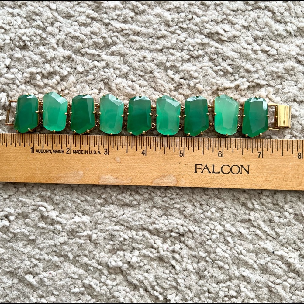 Kate Spade Gold Bracelet with Green jewels